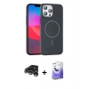 MARSİLYAN™- iPhone 15 Pro Max Kılıf Siluet Doku Özel Seri - Siyah Bilvis 5in1 5D Magic Hayalet Cam Ekran Koruyucu + Raze Metal Kamera Lens - GS