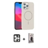 MARSİLYAN™- iPhone 15 Pro Max Kılıf Siluet Doku Özel Seri - Siyah Bilvis Hayalet Cam Ekran Koruyucu + PVD Metal Kamera Lens - GS