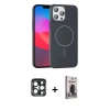 MARSİLYAN™- iPhone 15 Pro Max Kılıf Siluet Doku Özel Seri - Siyah Bilvis Hayalet Cam Ekran Koruyucu + PVD Metal Kamera Lens - LT