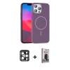 MARSİLYAN™- iPhone 15 Pro Max Kılıf Siluet Doku Özel Seri - Siyah Bilvis Hayalet Cam Ekran Koruyucu + PVD Metal Kamera Lens - LT