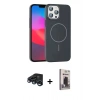 MARSİLYAN™- iPhone 15 Pro Max Kılıf Siluet Doku Özel Seri - Siyah Bilvis Hayalet Cam Ekran Koruyucu + Raze Metal Kamera Lens - LT