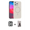 MARSİLYAN™- iPhone 15 Pro Max Kılıf Siluet Doku Özel Seri - Siyah Bilvis Hayalet Cam Ekran Koruyucu + PVD Metal Kamera Lens - LT