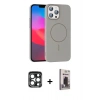 MARSİLYAN™- iPhone 15 Pro Max Kılıf Siluet Doku Özel Seri - Siyah Bilvis Hayalet Cam Ekran Koruyucu + PVD Metal Kamera Lens - LT