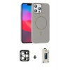 MARSİLYAN™- iPhone 15 Pro Max Kılıf Siluet Doku Özel Seri - Siyah Bilvis Hayalet Cam Ekran Koruyucu + PVD Metal Kamera Lens - GS
