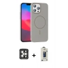 MARSİLYAN™- iPhone 15 Pro Max Kılıf Siluet Doku Özel Seri - Siyah Bilvis Hayalet Cam Ekran Koruyucu + PVD Metal Kamera Lens - GI