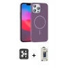 MARSİLYAN™- iPhone 15 Pro Max Kılıf Siluet Doku Özel Seri - Siyah Bilvis Hayalet Cam Ekran Koruyucu + PVD Metal Kamera Lens - GI
