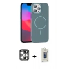 MARSİLYAN™- iPhone 15 Pro Max Kılıf Siluet Doku Özel Seri - Siyah Bilvis Hayalet Cam Ekran Koruyucu + PVD Metal Kamera Lens - GS