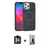 MARSİLYAN™- iPhone 15 Pro Max Kılıf Siluet Doku Özel Seri - Siyah Bilvis Hayalet Cam Ekran Koruyucu + PVD Metal Kamera Lens - TU