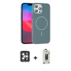 MARSİLYAN™- iPhone 15 Pro Max Kılıf Siluet Doku Özel Seri - Siyah Bilvis Hayalet Cam Ekran Koruyucu + PVD Metal Kamera Lens - GI