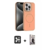 MARSİLYAN™- iPhone 15 Pro Max Kılıf Siluet Doku Özel Seri - Siyah Bilvis Hayalet Cam Ekran Koruyucu + PVD Metal Kamera Lens - GI
