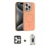 MARSİLYAN™- iPhone 15 Pro Max Kılıf Siluet Doku Özel Seri - Siyah Bilvis Hayalet Cam Ekran Koruyucu + PVD Metal Kamera Lens - GS
