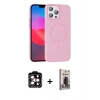 MARSİLYAN™- iPhone 15 Pro Max Kılıf Siluet Doku Özel Seri - Siyah Bilvis Hayalet Cam Ekran Koruyucu + PVD Metal Kamera Lens - TU