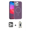 MARSİLYAN™- iPhone 15 Pro Max Kılıf Siluet Doku Özel Seri - Siyah Bilvis Hayalet Cam Ekran Koruyucu + PVD Metal Kamera Lens - GS