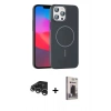 MARSİLYAN™- iPhone 15 Pro Max Kılıf Siluet Doku Özel Seri - Siyah Bilvis Hayalet Cam Ekran Koruyucu + Raze Metal Kamera Lens - GS