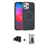 MARSİLYAN™- iPhone 15 Pro Max Kılıf Siluet Doku Özel Seri - Siyah Bilvis Hayalet Cam Ekran Koruyucu + Raze Metal Kamera Lens - SH
