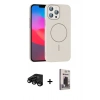 MARSİLYAN™- iPhone 15 Pro Max Kılıf Siluet Doku Özel Seri - Siyah Bilvis Hayalet Cam Ekran Koruyucu + Raze Metal Kamera Lens - SH