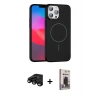 MARSİLYAN™- iPhone 15 Pro Max Kılıf Siluet Doku Özel Seri - Siyah Bilvis Hayalet Cam Ekran Koruyucu + Raze Metal Kamera Lens - SH