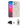 MARSİLYAN™- iPhone 15 Pro Max Kılıf Siluet Doku Özel Seri - Siyah Bilvis Hayalet Cam Ekran Koruyucu + Raze Metal Kamera Lens - TMGI