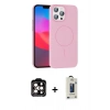 MARSİLYAN™- iPhone 15 Pro Max Kılıf Siluet Doku Özel Seri - Siyah Bilvis Hayalet Cam Ekran Koruyucu + PVD Metal Kamera Lens - TU