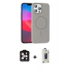 MARSİLYAN™- iPhone 15 Pro Max Kılıf Siluet Doku Özel Seri - Siyah Bilvis Hayalet Cam Ekran Koruyucu + PVD Metal Kamera Lens - TU