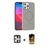 MARSİLYAN™- iPhone 15 Pro Max Kılıf Siluet Doku Özel Seri - Siyah Buffer Cam Ekran Koruyucu + PVD Metal Kamera Lens - GS