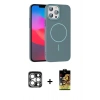 MARSİLYAN™- iPhone 15 Pro Max Kılıf Siluet Doku Özel Seri - Siyah Buffer Cam Ekran Koruyucu + PVD Metal Kamera Lens - GS