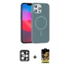 MARSİLYAN™- iPhone 15 Pro Max Kılıf Siluet Doku Özel Seri - Siyah Buffer Cam Ekran Koruyucu + PVD Metal Kamera Lens - LT