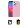 MARSİLYAN™- iPhone 15 Pro Max Kılıf Siluet Doku Özel Seri - Siyah Buffer Cam Ekran Koruyucu + PVD Metal Kamera Lens - LT