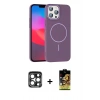 MARSİLYAN™- iPhone 15 Pro Max Kılıf Siluet Doku Özel Seri - Siyah Buffer Cam Ekran Koruyucu + PVD Metal Kamera Lens - LT