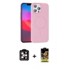 MARSİLYAN™- iPhone 15 Pro Max Kılıf Siluet Doku Özel Seri - Siyah Buffer Cam Ekran Koruyucu + PVD Metal Kamera Lens - TU