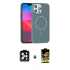 MARSİLYAN™- iPhone 15 Pro Max Kılıf Siluet Doku Özel Seri - Siyah Buffer Cam Ekran Koruyucu + PVD Metal Kamera Lens - TU