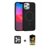 MARSİLYAN™- iPhone 15 Pro Max Kılıf Siluet Doku Özel Seri - Siyah Buffer Cam Ekran Koruyucu + PVD Metal Kamera Lens - GI