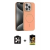 MARSİLYAN™- iPhone 15 Pro Max Kılıf Siluet Doku Özel Seri - Siyah Buffer Cam Ekran Koruyucu + PVD Metal Kamera Lens - TU