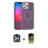 MARSİLYAN™- iPhone 15 Pro Max Kılıf Siluet Doku Özel Seri - Siyah Buffer Cam Ekran Koruyucu + PVD Metal Kamera Lens - TU