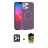 MARSİLYAN™- iPhone 15 Pro Max Kılıf Siluet Doku Özel Seri - Siyah Buffer Cam Ekran Koruyucu + PVD Metal Kamera Lens - GI