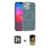 MARSİLYAN™- iPhone 15 Pro Max Kılıf Siluet Doku Özel Seri - Siyah Buffer Cam Ekran Koruyucu + PVD Metal Kamera Lens - GI