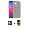 MARSİLYAN™- iPhone 15 Pro Max Kılıf Siluet Doku Özel Seri - Siyah Buffer Cam Ekran Koruyucu + PVD Metal Kamera Lens - GI