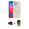 MARSİLYAN™- iPhone 15 Pro Max Kılıf Siluet Doku Özel Seri - Siyah Buffer Cam Ekran Koruyucu + Raze Metal Kamera Lens - TMGI
