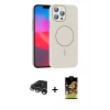 MARSİLYAN™- iPhone 15 Pro Max Kılıf Siluet Doku Özel Seri - Siyah Buffer Cam Ekran Koruyucu + Raze Metal Kamera Lens - GS