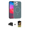 MARSİLYAN™- iPhone 15 Pro Max Kılıf Siluet Doku Özel Seri - Siyah Buffer Cam Ekran Koruyucu + Raze Metal Kamera Lens - TMGI