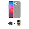 MARSİLYAN™- iPhone 15 Pro Max Kılıf Siluet Doku Özel Seri - Siyah Buffer Cam Ekran Koruyucu + Raze Metal Kamera Lens - TMGI