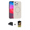 MARSİLYAN™- iPhone 15 Pro Max Kılıf Siluet Doku Özel Seri - Siyah Buffer Cam Ekran Koruyucu + Raze Metal Kamera Lens - LT