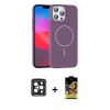 MARSİLYAN™- iPhone 15 Pro Max Kılıf Siluet Doku Özel Seri - Siyah Buffer Cam Ekran Koruyucu + PVD Metal Kamera Lens - SH