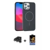 MARSİLYAN™- iPhone 15 Pro Max Kılıf Siluet Doku Özel Seri - Siyah Buffer Hayalet Cam Ekran Koruyucu + Raze Metal Kamera Lens - GS