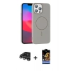 MARSİLYAN™- iPhone 15 Pro Max Kılıf Siluet Doku Özel Seri - Siyah Buffer Hayalet Cam Ekran Koruyucu + Raze Metal Kamera Lens - GS