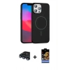 MARSİLYAN™- iPhone 15 Pro Max Kılıf Siluet Doku Özel Seri - Siyah Buffer Hayalet Cam Ekran Koruyucu + Raze Metal Kamera Lens - LT