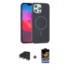 MARSİLYAN™- iPhone 15 Pro Max Kılıf Siluet Doku Özel Seri - Siyah Buffer Hayalet Cam Ekran Koruyucu + Raze Metal Kamera Lens - LT