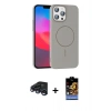 MARSİLYAN™- iPhone 15 Pro Max Kılıf Siluet Doku Özel Seri - Siyah Buffer Hayalet Cam Ekran Koruyucu + Raze Metal Kamera Lens - LT