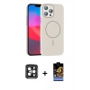 MARSİLYAN™- iPhone 15 Pro Max Kılıf Siluet Doku Özel Seri - Siyah Buffer Hayalet Cam Ekran Koruyucu + PVD Metal Kamera Lens - SH