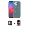 MARSİLYAN™- iPhone 15 Pro Max Kılıf Siluet Doku Özel Seri - Siyah Buffer Hayalet Cam Ekran Koruyucu + PVD Metal Kamera Lens - GI